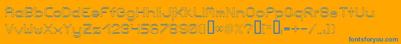 LoveParadeOutlineBold-Schriftart – Blaue Schriften auf orangefarbenem Hintergrund