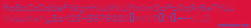 LoveParadeOutlineBold-Schriftart – Blaue Schriften auf rotem Hintergrund