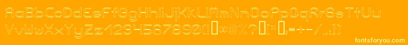 LoveParadeOutlineBold-Schriftart – Gelbe Schriften auf orangefarbenem Hintergrund