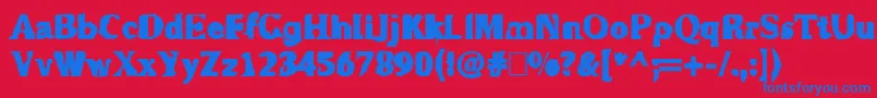 Rugguggla Font – Blue Fonts on Red Background