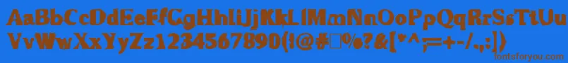 Rugguggla Font – Brown Fonts on Blue Background