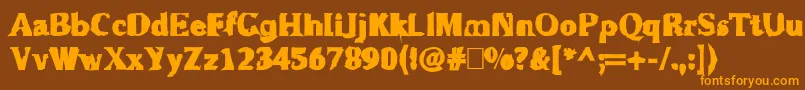 Weitere Informationen zur Rugguggla-Schriftart Rugguggla-Schriftart – Orangefarbene Schriften auf braunem Hintergrund