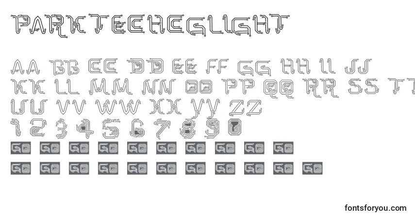 Czcionka ParkTechCgLight – alfabet, cyfry, specjalne znaki