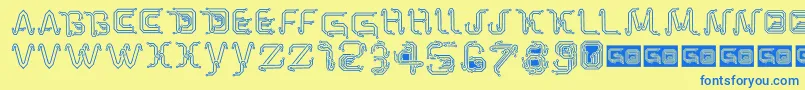 Шрифт ParkTechCgLight – синие шрифты на жёлтом фоне