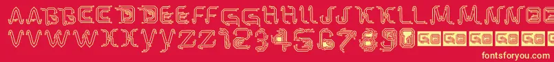 ParkTechCgLight Font – Yellow Fonts on Red Background