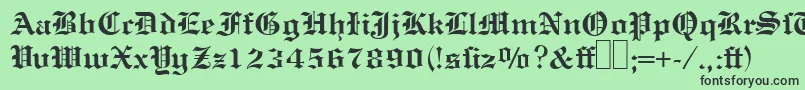 フォントE780BlackletterBold – 緑の背景に黒い文字