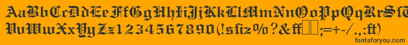 Czcionka E780BlackletterBold – czarne czcionki na pomarańczowym tle