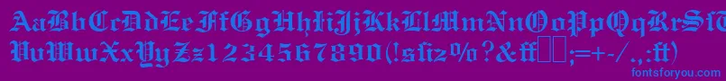 E780BlackletterBold Font – Blue Fonts on Purple Background