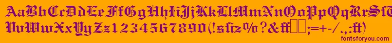 フォントE780BlackletterBold – オレンジの背景に紫のフォント