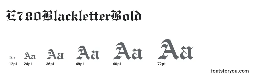 E780BlackletterBold Font Sizes