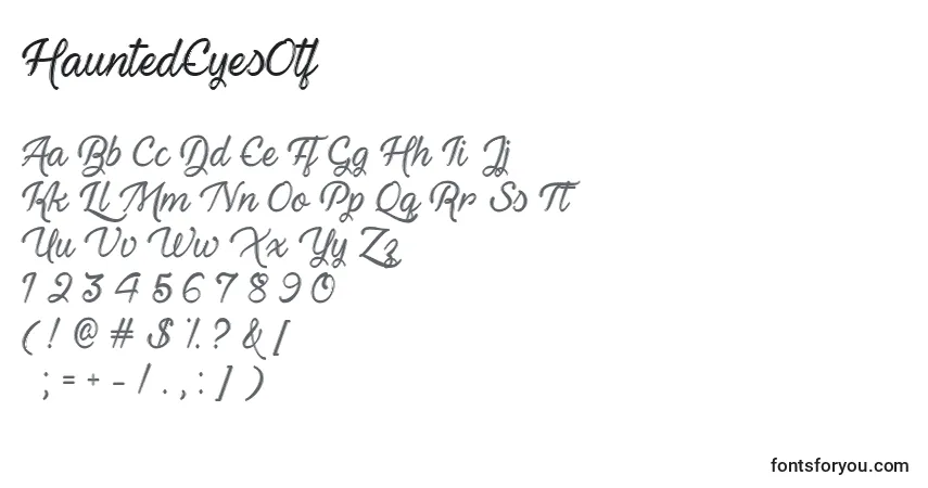 Czcionka HauntedEyesOtf – alfabet, cyfry, specjalne znaki