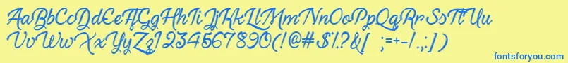 HauntedEyesOtf Font – Blue Fonts on Yellow Background