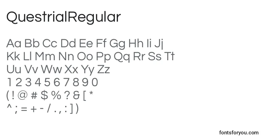Шрифт QuestrialRegular – алфавит, цифры, специальные символы