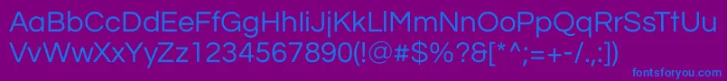 QuestrialRegular Font – Blue Fonts on Purple Background