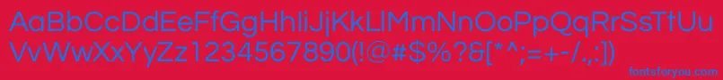 QuestrialRegular-Schriftart – Blaue Schriften auf rotem Hintergrund