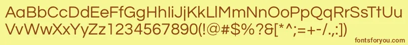 More about QuestrialRegular Font QuestrialRegular Font – Brown Fonts on Yellow Background