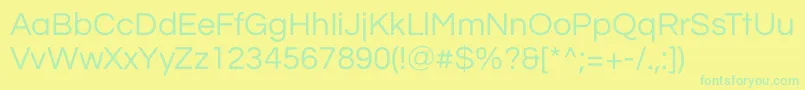 Weitere Informationen zur QuestrialRegular-Schriftart QuestrialRegular-Schriftart – Grüne Schriften auf gelbem Hintergrund