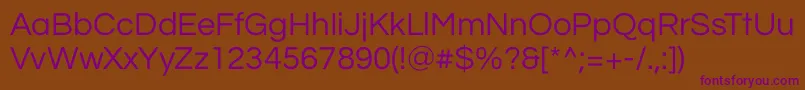 QuestrialRegular-Schriftart – Violette Schriften auf braunem Hintergrund