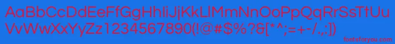 QuestrialRegular Font – Red Fonts on Blue Background