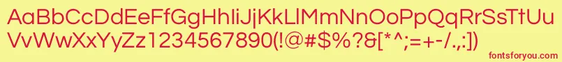 QuestrialRegular Font – Red Fonts on Yellow Background