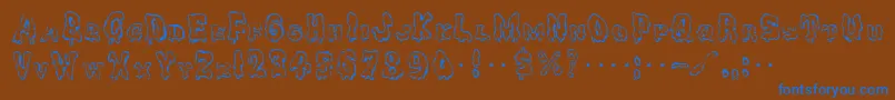 GhoulycapsRegular-Schriftart – Blaue Schriften auf braunem Hintergrund