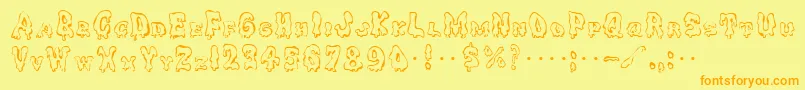 GhoulycapsRegular-fontti – oranssit fontit keltaisella taustalla