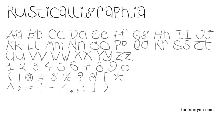Schriftart Rusticalligraphia – Alphabet, Zahlen, spezielle Symbole