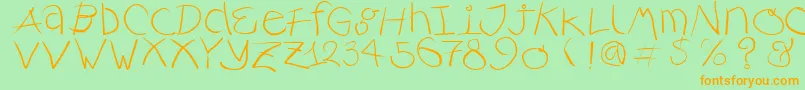 Rusticalligraphia-Schriftart – Orangefarbene Schriften auf grünem Hintergrund