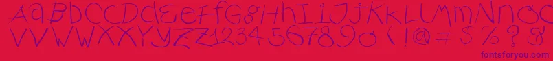 フォントRusticalligraphia – 赤い背景に紫のフォント