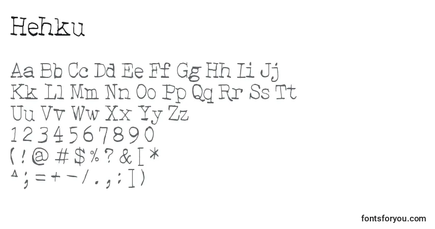 Шрифт Hehku – алфавит, цифры, специальные символы
