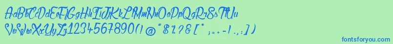 LadyBohemia2 Font – Blue Fonts on Green Background