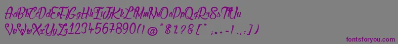 フォントLadyBohemia2 – 紫色のフォント、灰色の背景