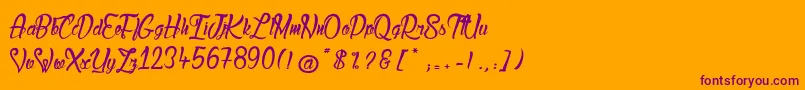 LadyBohemia2-fontti – violetit fontit oranssilla taustalla