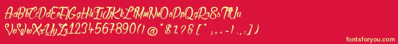 フォントLadyBohemia2 – 黄色の文字、赤い背景