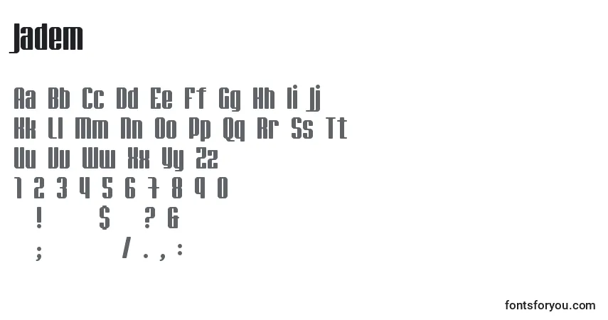 A fonte Jadem – alfabeto, números, caracteres especiais
