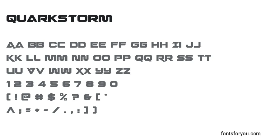 Czcionka Quarkstorm – alfabet, cyfry, specjalne znaki