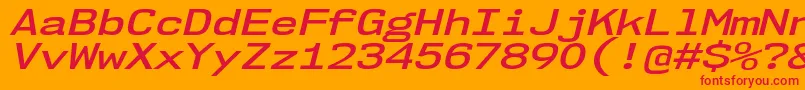 Fonte Nk57MonospaceExSbIt – fontes vermelhas em um fundo laranja