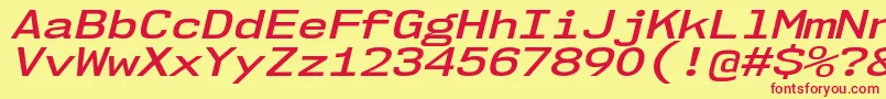 Nk57MonospaceExSbIt Font – Red Fonts on Yellow Background