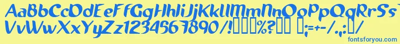 RunningShoe Font – Blue Fonts on Yellow Background