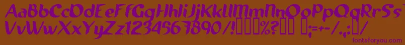RunningShoe-Schriftart – Violette Schriften auf braunem Hintergrund