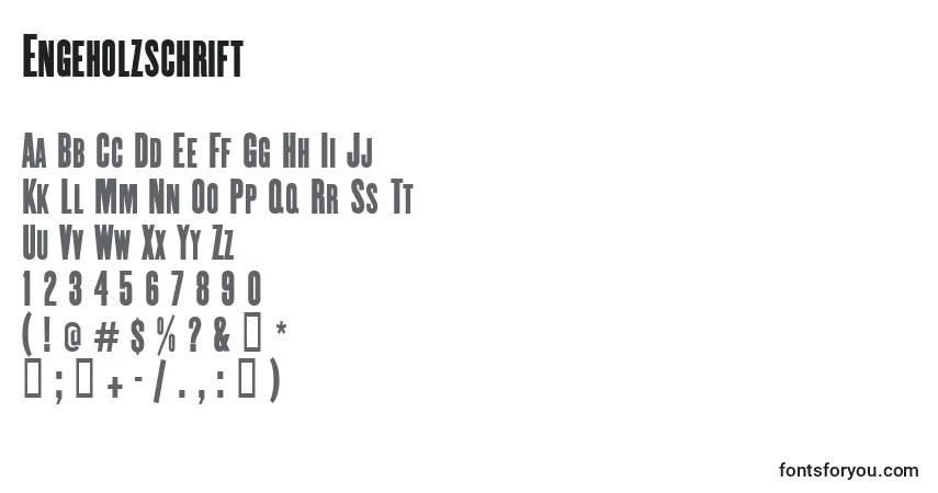 Schriftart Engeholzschrift – Alphabet, Zahlen, spezielle Symbole