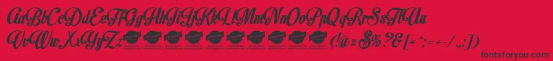 MotionpicturePersonaluseonly-fontti – mustat fontit punaisella taustalla