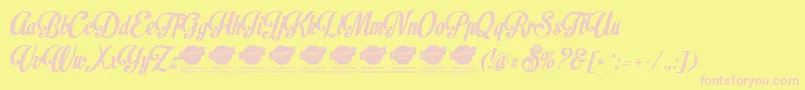 MotionpicturePersonaluseonly Font – Pink Fonts on Yellow Background