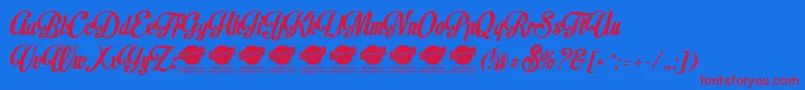 MotionpicturePersonaluseonly Font – Red Fonts on Blue Background