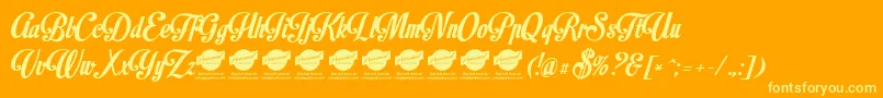 MotionpicturePersonaluseonly-Schriftart – Gelbe Schriften auf orangefarbenem Hintergrund