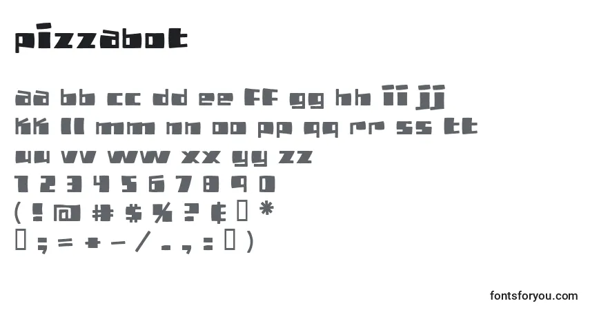 Schriftart Pizzabot – Alphabet, Zahlen, spezielle Symbole