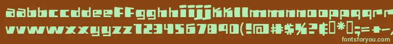 フォントPizzabot – 緑色の文字が茶色の背景にあります。