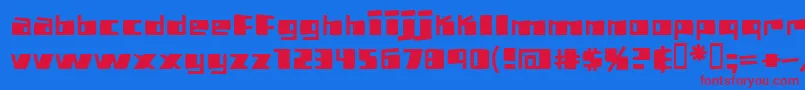 Pizzabot-Schriftart – Rote Schriften auf blauem Hintergrund