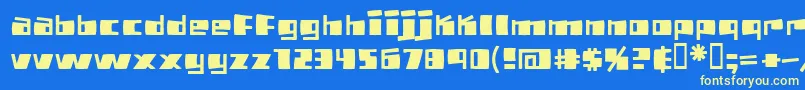 Pizzabot Font – Yellow Fonts on Blue Background