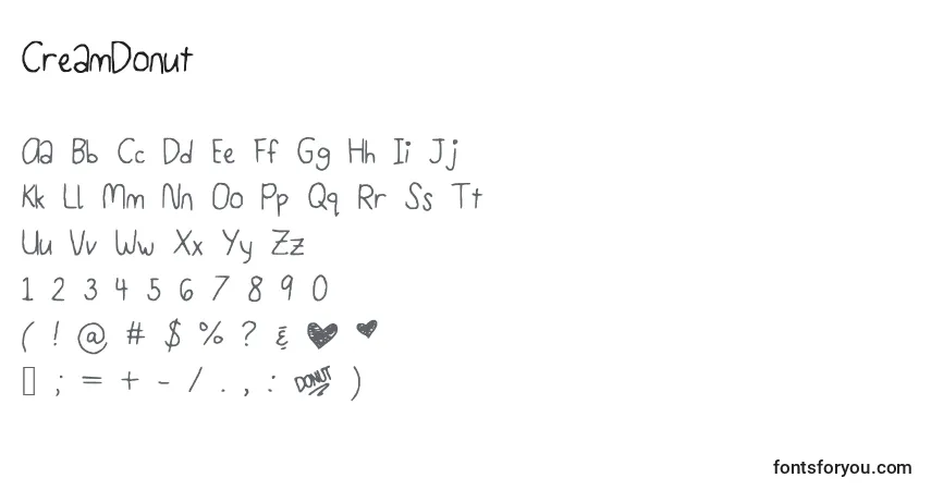 Шрифт CreamDonut – алфавит, цифры, специальные символы